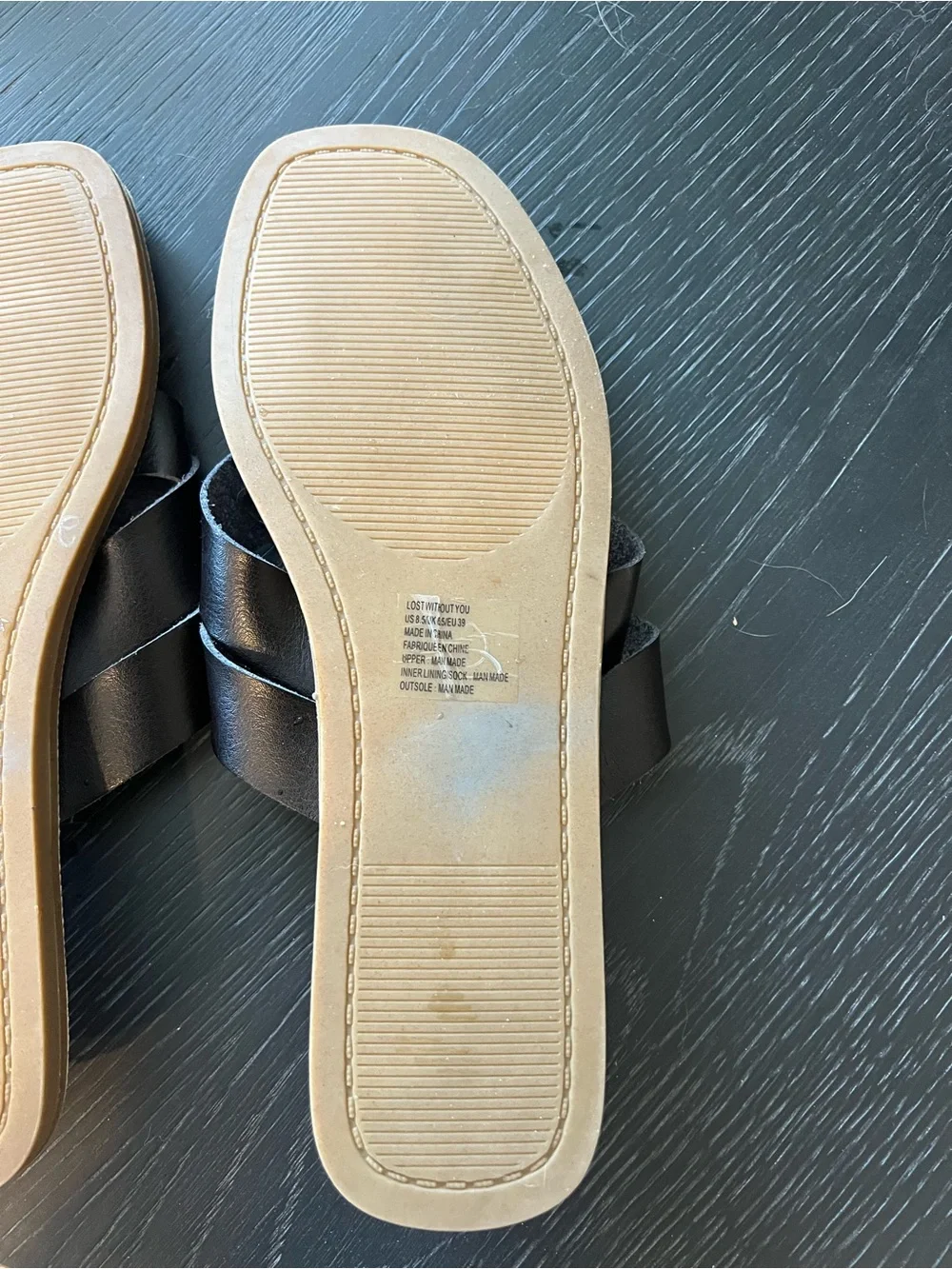 JUSTFAB Black Crisscross Slide Sandals for Women black size 8.5 NWOT